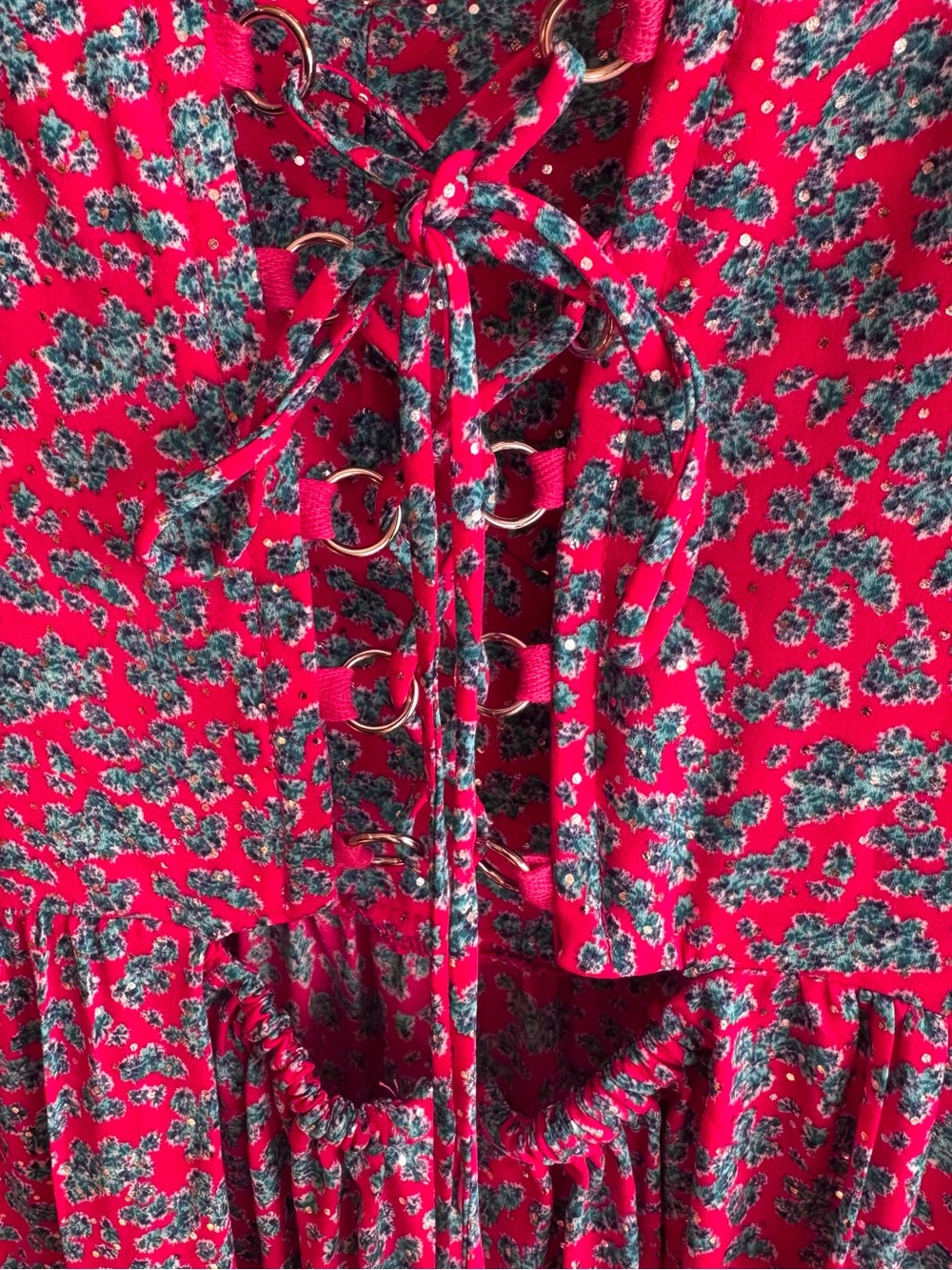 Sabina Musayev Truly Pink Floral Corset Lace-Up Back Tiered Ruffle Maxi Dress - Picture 6 of 13